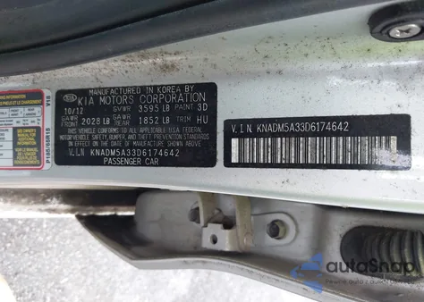 2013 Kia Rio Lx z USA, uszkodzony, nr VIN KNADM5A33D6174642